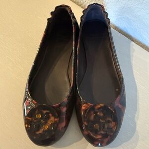 Tory Burch Tortoiseshell Logo Ballet Flats - Brown/Black